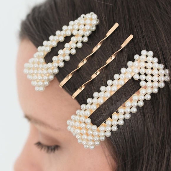 Pearl Barrettes & Gold Bobby Pins Set | Hair Clips - Picture 5 of 5